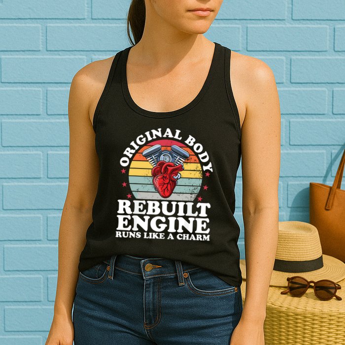 Rebuilt Engine Open Heart Surgery Recovery Survivor Gift High Crown Mesh Bac Womens Tank Top