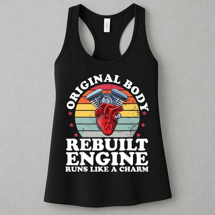 Rebuilt Engine Open Heart Surgery Recovery Survivor Gift High Crown Mesh Bac Womens Tank Top