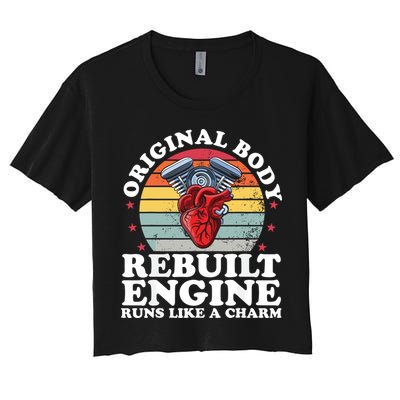 Rebuilt Engine Open Heart Surgery Recovery Survivor Gift High Crown Mesh Bac Crop Top