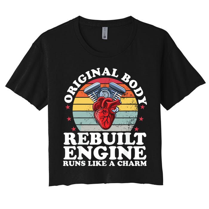 Rebuilt Engine Open Heart Surgery Recovery Survivor Gift High Crown Mesh Bac Crop Top