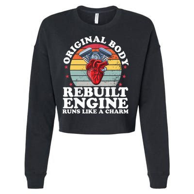 Rebuilt Engine Open Heart Surgery Recovery Survivor Gift High Crown Mesh Bac Cropped Pullover Crew