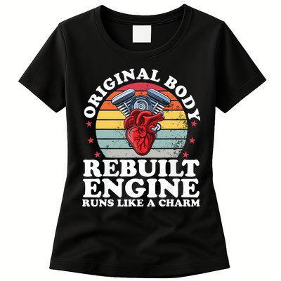 Rebuilt Engine Open Heart Surgery Recovery Survivor Gift High Crown Mesh Bac Womens T-Shirt