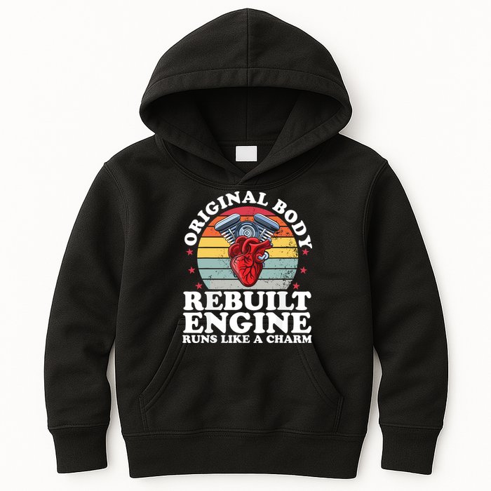Rebuilt Engine Open Heart Surgery Recovery Survivor Gift High Crown Mesh Bac Kids Hoodie