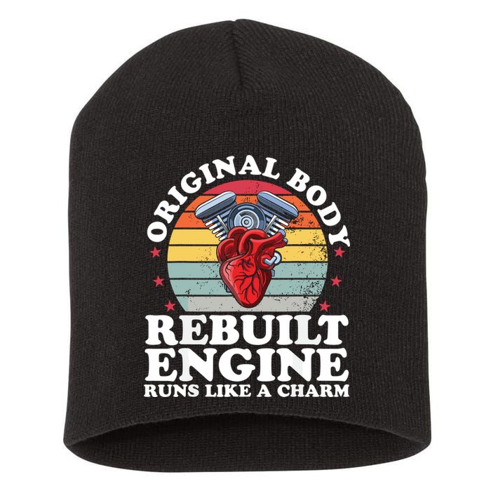 Rebuilt Engine Open Heart Surgery Recovery Survivor Gift High Crown Mesh Bac Short Acrylic Beanie