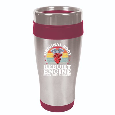 Rebuilt Engine Open Heart Surgery Recovery Survivor Gift High Crown Mesh Bac 16oz Travel Tumbler