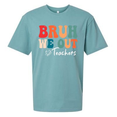 Retro End Of School Year Teacher Summer Bruh We Out Gift Sueded Cloud Jersey T-Shirt