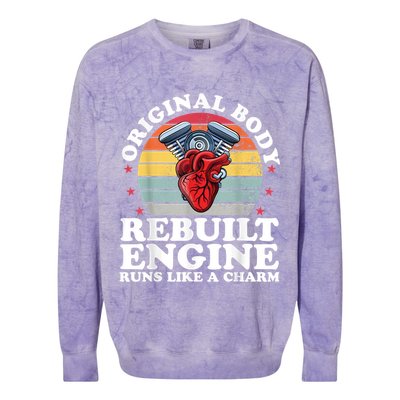 Rebuilt Engine Open Heart Surgery Recovery Survivor Men Gift Colorblast Crewneck Sweatshirt