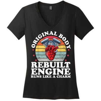 Rebuilt Engine Open Heart Surgery Recovery Survivor Men Gift Women's V-Neck T-Shirt