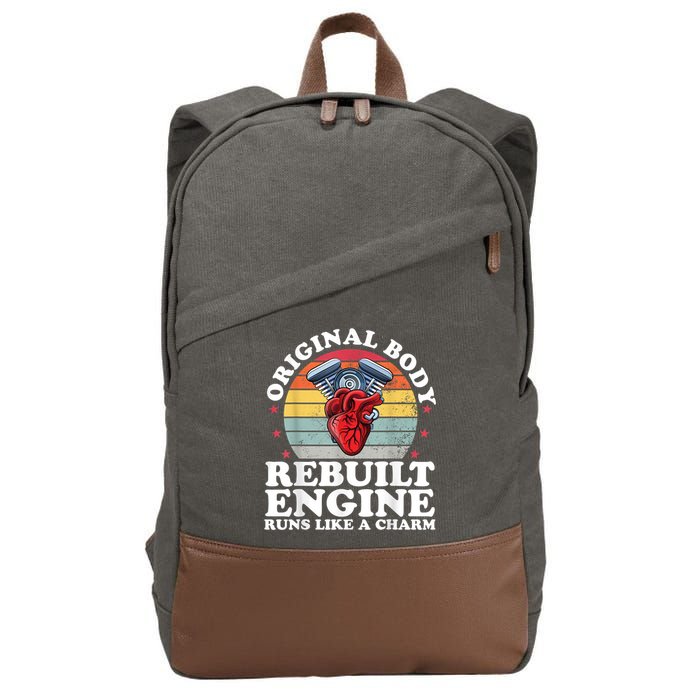 Rebuilt Engine Open Heart Surgery Recovery Survivor Men Gift Cotton Canvas Backpack