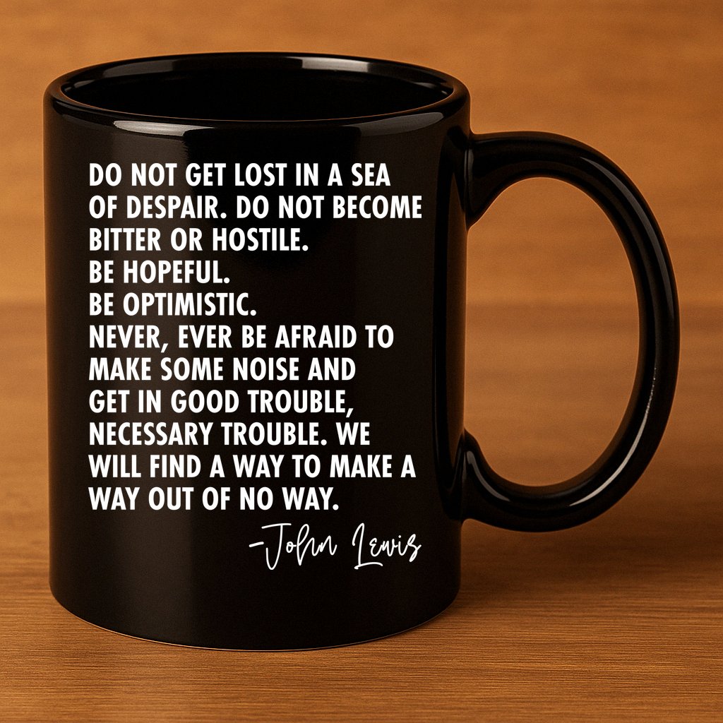 Rep John Lewis Quote RIP Tribute 11oz C Handle Ceramic Mug
