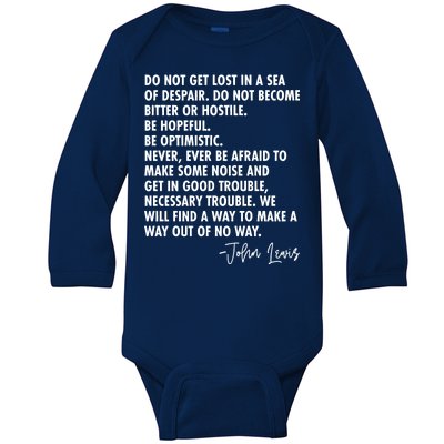 Rep John Lewis Quote RIP Tribute Baby Long Sleeve Bodysuit