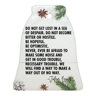 Rep John Lewis Quote RIP Tribute Ceramic Bell Ornament