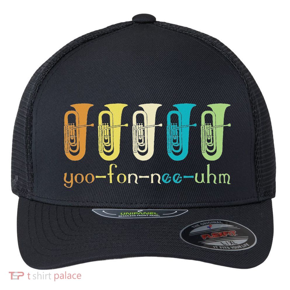 Retro Euphonium Player Euphoniumist Brass Horn Marching Band Flexfit Unipanel Trucker Cap