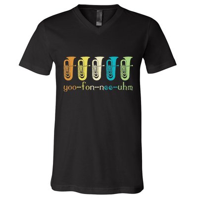 Retro Euphonium Player Euphoniumist Brass Horn Marching Band V-Neck T-Shirt