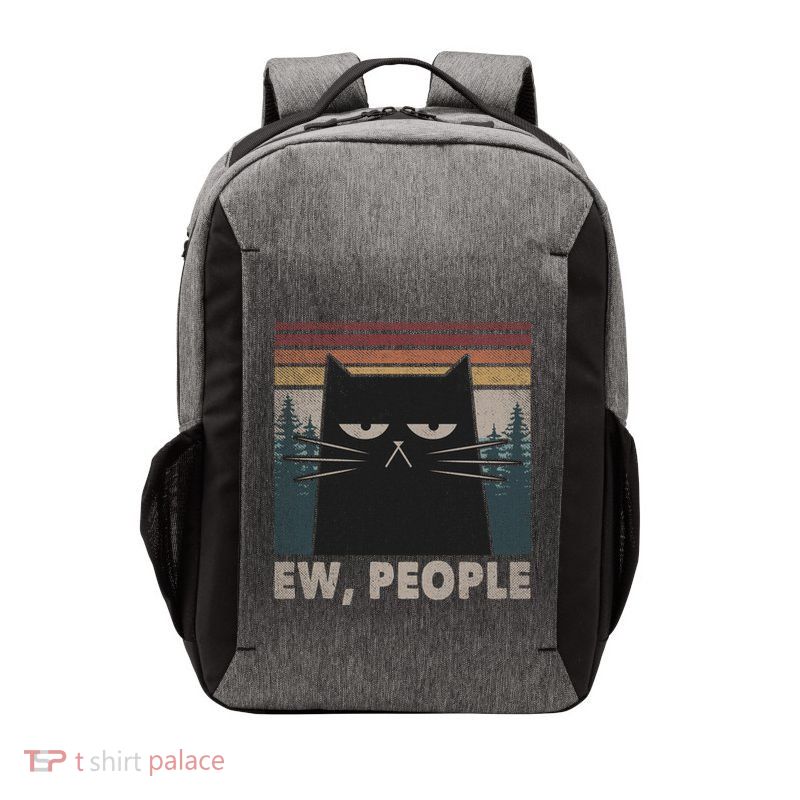 Retro Ew People Black Cat Funny Anti Social Introvert Gift Vector Backpack