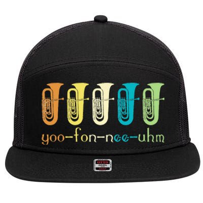 Retro Euphonium Player Euphoniumist Brass Horn Marching Band 7 Panel Mesh Trucker Snapback Hat