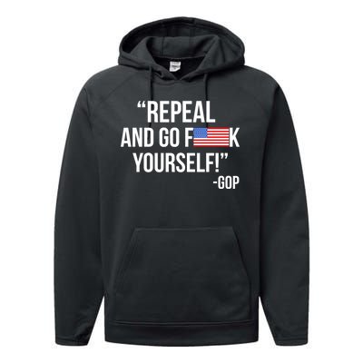 Repeal and Go F Yourself - GOP USA FLAG Performance Fleece Hoodie