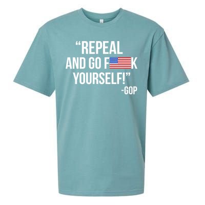 Repeal and Go F Yourself - GOP USA FLAG Sueded Cloud Jersey T-Shirt