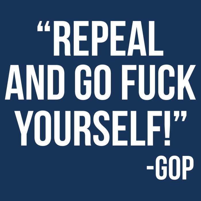 Repeal and Go Fuck Yourself GOP on Obama Care 7 Panel Mesh Trucker Snapback Hat