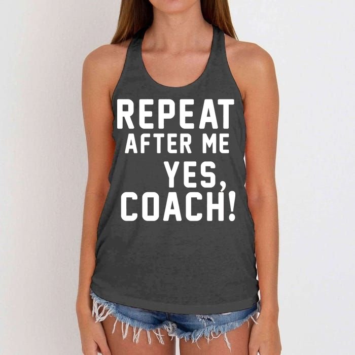 Repeat After Me Yes Coach Women's Knotted Racerback Tank