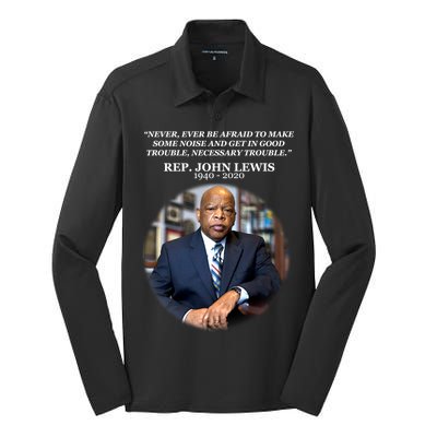 Representative John Lewis Tribute 1940-2020 Silk Touch Performance Long Sleeve Polo