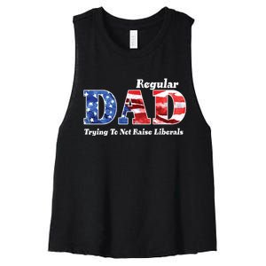 Republican Dad Just A Regular Dad Trying To Not Raise Liberals Women's Racerback Cropped Tank