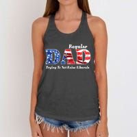 Republican Dad Just A Regular Dad Trying To Not Raise Liberals Women's Knotted Racerback Tank