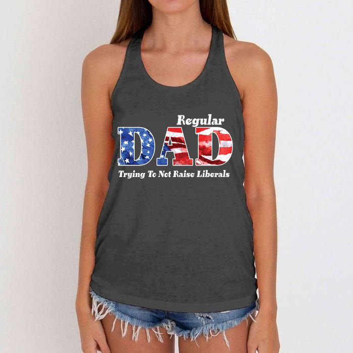 Republican Dad Just A Regular Dad Trying To Not Raise Liberals Women's Knotted Racerback Tank