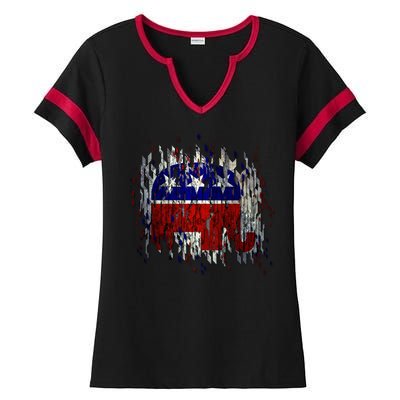 Republican Digital Flag Ladies Halftime Notch Neck Tee