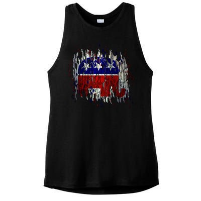 Republican Digital Flag Ladies PosiCharge Tri-Blend Wicking Tank