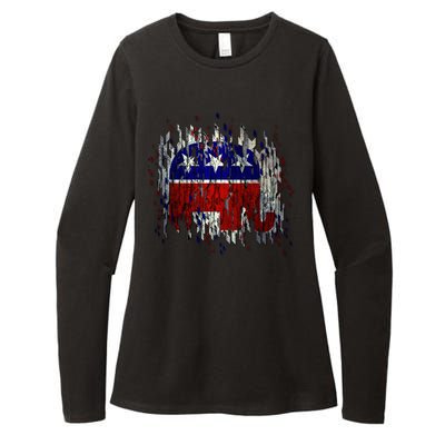 Republican Digital Flag Womens CVC Long Sleeve Shirt