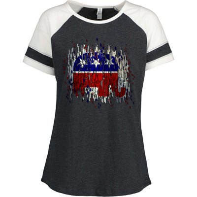 Republican Digital Flag Enza Ladies Jersey Colorblock Tee