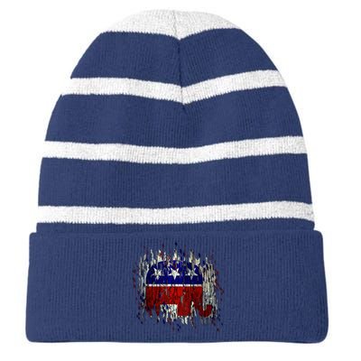 Republican Digital Flag Striped Beanie with Solid Band