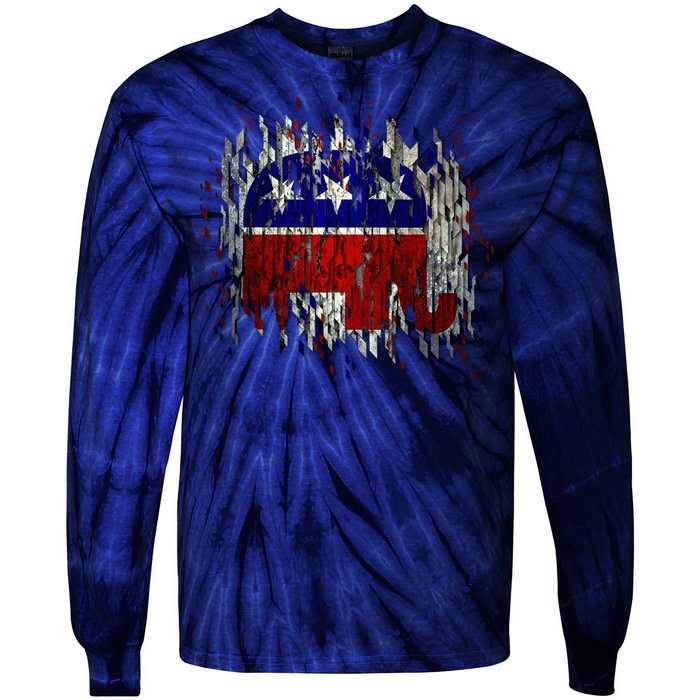 Republican Digital Flag Tie-Dye Long Sleeve Shirt