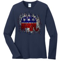 Republican Digital Flag Ladies Long Sleeve Shirt