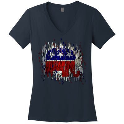 Republican Digital Flag Women's V-Neck T-Shirt