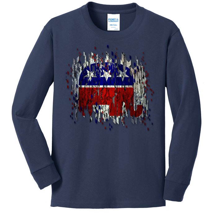 Republican Digital Flag Kids Long Sleeve Shirt