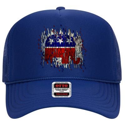 Republican Digital Flag High Crown Mesh Back Trucker Hat