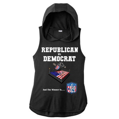 Republican Vs. Democrat Ladies PosiCharge Tri-Blend Wicking Draft Hoodie Tank