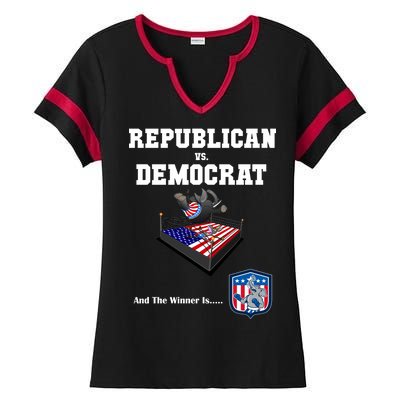 Republican Vs. Democrat Ladies Halftime Notch Neck Tee