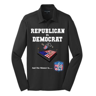 Republican Vs. Democrat Silk Touch Performance Long Sleeve Polo