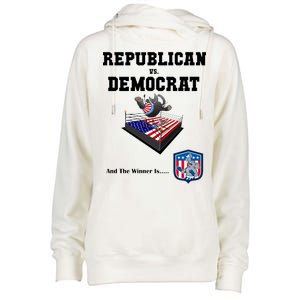 Republican Vs. Democrat Womens Funnel Neck Pullover Hood