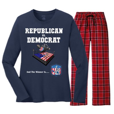 Republican Vs. Democrat Women's Long Sleeve Flannel Pajama Set 