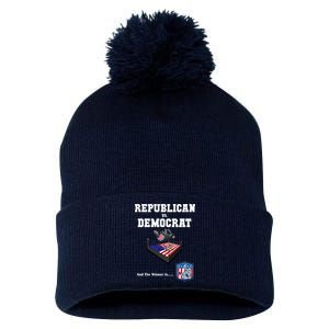 Republican Vs. Democrat Pom Pom 12in Knit Beanie