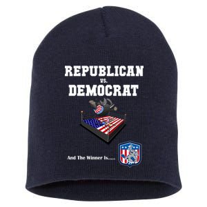 Republican Vs. Democrat Short Acrylic Beanie