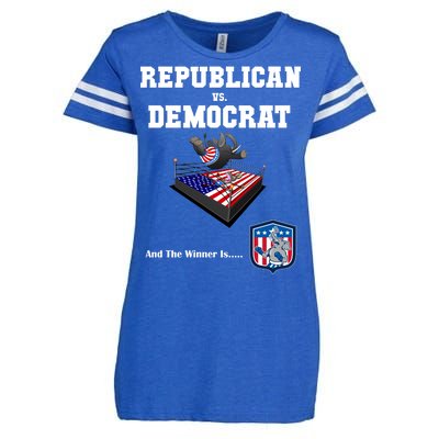 Republican Vs. Democrat Enza Ladies Jersey Football T-Shirt