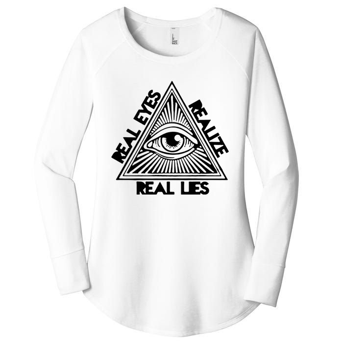 Real Eyes Realize Real Lies Truth Women's Perfect Tri Tunic Long Sleeve Shirt