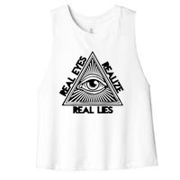 Real Eyes Realize Real Lies Truth Women's Racerback Cropped Tank