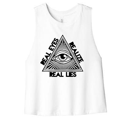 Real Eyes Realize Real Lies Truth Women's Racerback Cropped Tank