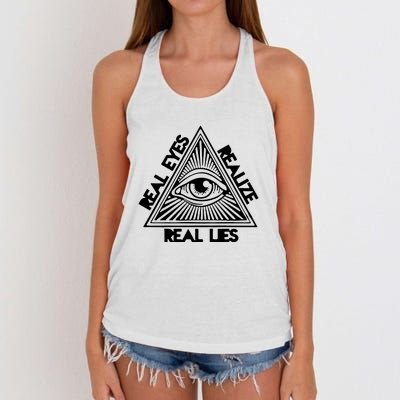 Real Eyes Realize Real Lies Truth Women's Knotted Racerback Tank